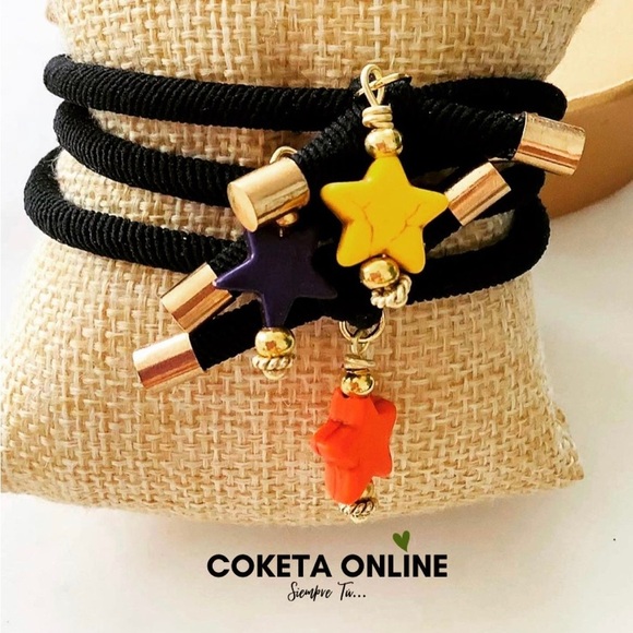 Elastic Bands - Bracelet or Hair Bands Womens Black [3] Elastic Bands Brand New - Picture 1 of 7